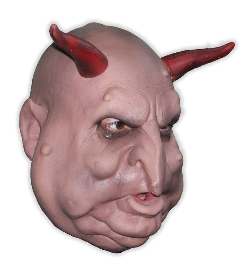 Fat Face Demon with Horns Foam Latex Mask